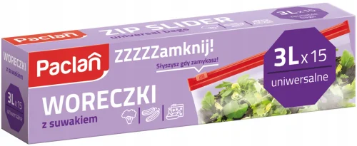 Paclan woreczki z suwakiem 3 l 15 szt. uniwersalne