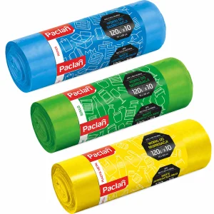 Worki na śmieci do segregacji odpadów Paclan 3 kolory 120l 3 rolki